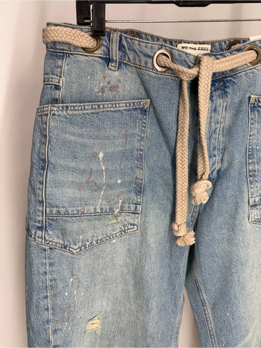 NWOT Free People We The Free Moxie Pull-on Barrel Jeans / Union Blue - Picture 8 of 14